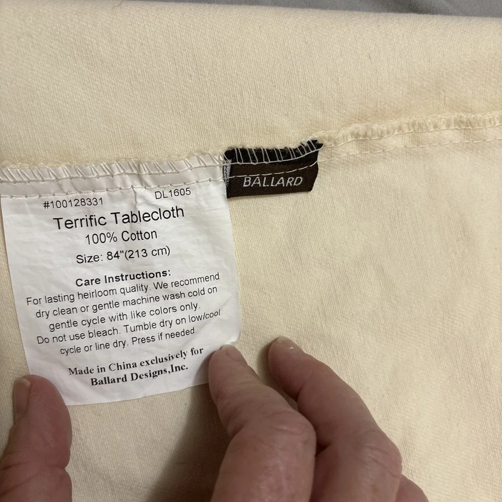 Ballard Designs Round Terrific Tablecloth 74 Inches Cream Heavyweight Cotton